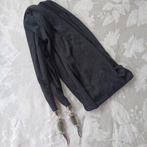 Black Scarf with Metallic Beaded Ends